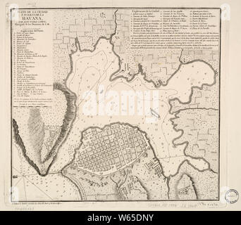 Amerikanischer Unabhängigkeitskrieg Ära Karten 1750-1786 813 Plano de la Ciudad y Puerto de la Havana Umbau und Reparatur Stockfoto