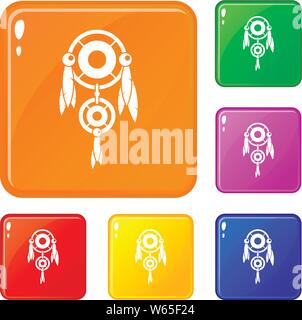 Native American dreamcatcher Icons Set Vector Farbe Stock Vektor