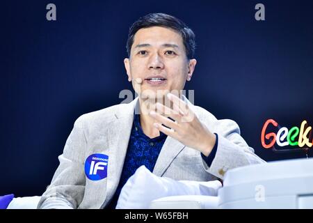 ---- Robin Li Yanhong, Vorsitzender und CEO von Baidu Inc., besucht die GeekPark Innovation Festival 2018 in Peking, China, 21. Januar 2018. Chinas Stockfoto