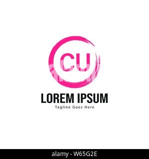 Erste CU logo Vorlage mit modernen Rahmen. Minimalistische CU schreiben logo Vector Illustration Design Stock Vektor