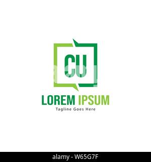 Erste CU logo Vorlage mit modernen Rahmen. Minimalistische CU schreiben logo Vector Illustration Design Stock Vektor