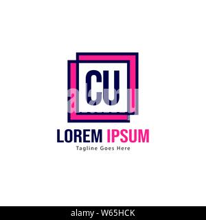 Erste CU logo Vorlage mit modernen Rahmen. Minimalistische CU schreiben logo Vector Illustration Design Stock Vektor