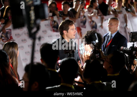 Der britische Schauspieler Henry Cavill besucht China Premiere des Films "Mission: Impossible" C "Fallout" in Peking, China, 29. August 2018. Stockfoto