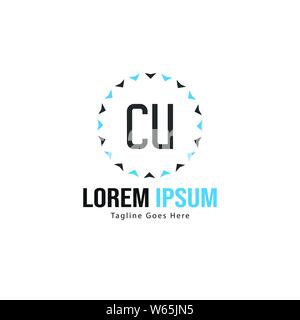 Erste CU logo Vorlage mit modernen Rahmen. Minimalistische CU schreiben logo Vector Illustration Design Stock Vektor