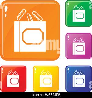 Paper Box clips Icons Set Vector Farbe Stock Vektor