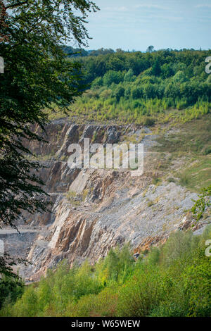 Anzeigen eines Chalk - Grube, Wülfrath, Nordrhein-Westfalen, Deutschland, Europa Stockfoto