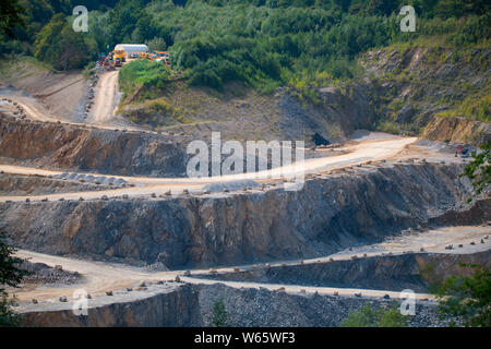 Anzeigen eines Chalk - Grube, Wülfrath, Nordrhein-Westfalen, Deutschland, Europa Stockfoto