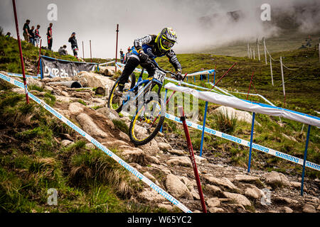 Juni 6, 2014 - Fort William, Schottland. Sam Hill (AUS) Racing auf einer rauen Rocky Anschluss an der UCI Mountainbike Downhill World Cup Stockfoto