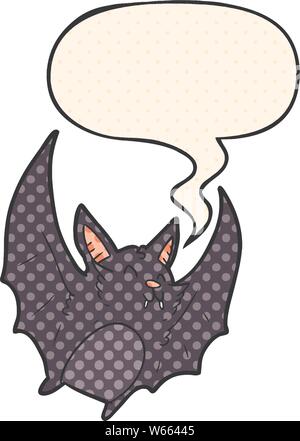Cartoon vampir halloween Fledermaus mit Sprechblasen im Comic Stil Stock Vektor
