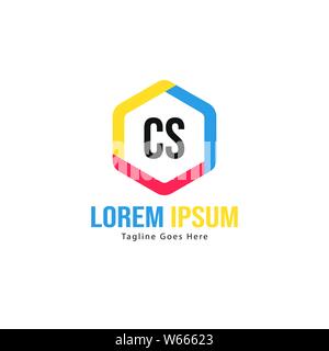 Erste CS Logo Vorlage mit modernen Rahmen. Minimalistische CS schreiben logo Vector Illustration Design Stock Vektor