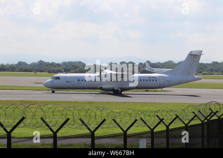 A Guernsey Aurigny ATR 72 - 600 Landung am Flughafen Manchester Credit : Mike Clarke / Alamy Stock Photos Stockfoto