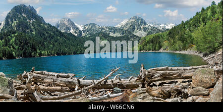 Estany de Sant Maurici in den Pyrenäen, Spanien Stockfoto