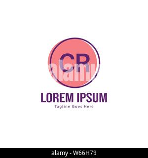 Erste CR logo Vorlage mit modernen Rahmen. Minimalistische CR schreiben logo Vector Illustration Design Stock Vektor