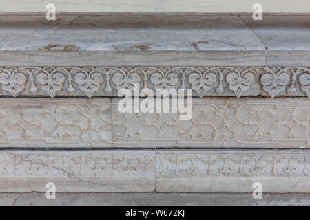 Nahaufnahme, Detail von Marmor wand Relief, Taj Mahal, Agra, Indien Stockfoto