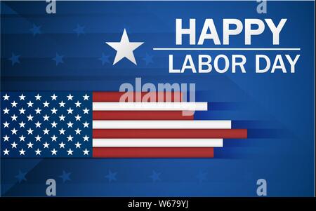 Happy Labor Day holiday Banner mit Hintergrund United National Flagge Staaten. Stock Vektor
