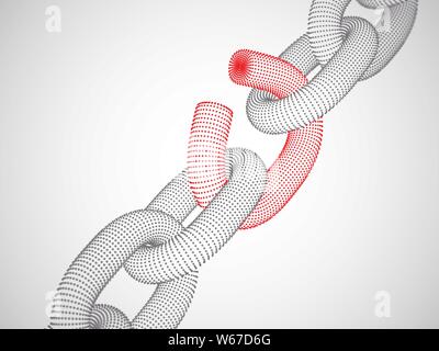 Gebrochene Kette Link. Das Konzept der Data Protection Technologie. Stock Vektor
