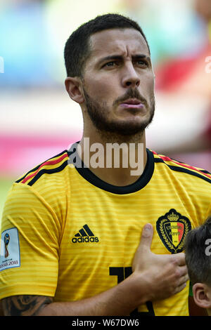 Eden Hazard von Belgien stellt vor der Gruppe G gegen Tunesien während der FIFA WM 2018 in Moskau, Russland, 23. Juni 2018. Eden Hazard Stockfoto