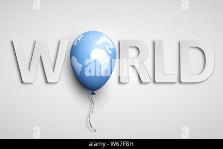 Ballon mit dem Planeten Erde. Vector Illustration für Ökologie, Umwelt, grüne Technologie. Stock Vektor