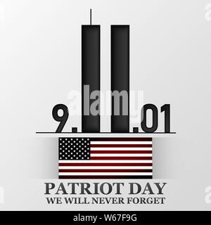 11. September. Patriot Tag. Design für Postkarten, Flyer Poster banner Stock Vektor