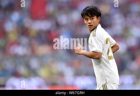 München, Deutschland - 30. Juli: Takefusa Kubo während der Audi Cup 2019 semi final Match zwischen Real Madrid und Tottenham Hotspur in der Allianz Arena am 30. Juli 2019 in München, Deutschland. (Foto durch PressFocus/MB Medien) Stockfoto