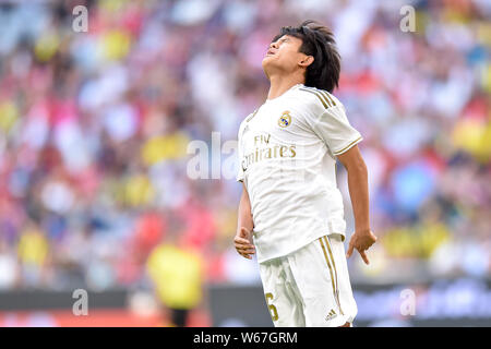 München, Deutschland - 30. Juli: Takefusa Kubo während der Audi Cup 2019 semi final Match zwischen Real Madrid und Tottenham Hotspur in der Allianz Arena am 30. Juli 2019 in München, Deutschland. (Foto durch PressFocus/MB Medien) Stockfoto