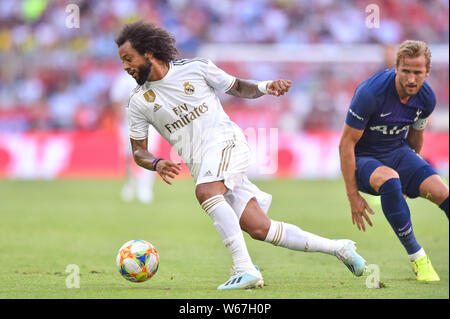 München, Deutschland - 30. Juli: Marcelo während der Audi Cup 2019 semi final Match zwischen Real Madrid und Tottenham Hotspur in der Allianz Arena am 30. Juli 2019 in München, Deutschland. (Foto durch PressFocus/MB Medien) Stockfoto