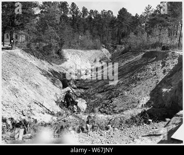 Newberry County, South Carolina. Erosionsschutz von CCC-Camp F-6 auf großen Gully aus. . .; Umfang und Inhalt: Die Bildunterschrift lautet wie folgt: Newberry County, South Carolina. Erosionsschutz von CCC-Camp F-6 auf großen Gully infolge von Entwässerung aus County Road auf Sumter National Forest. Die Sodding von original Wasser Kurse würden vermieden haben, müssen für diese Arbeit. Stockfoto