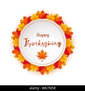 Happy Thanksgiving Day Hintergrund mit Blätter im Herbst Stock Vektor