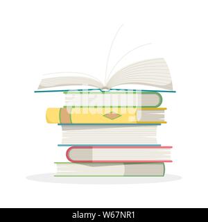 Stapel von Büchern auf einem weißen Hintergrund. Wissen, Lernen und Bildung Konzept Design. Flaches Design Stil. Vector Illustration. Stock Vektor