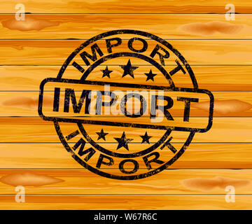 Import Konzept Symbol bedeutet, dass die Einfuhr von Waren für Unternehmen. Internationaler Handel und Global Shipping - 3D-Darstellung Stockfoto