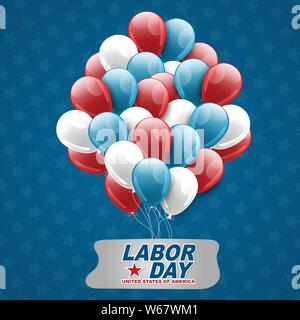 Tag der Arbeit Verkauf banner Hintergrund mit einem Bündel Luftballons. Vector Illustration. Stock Vektor