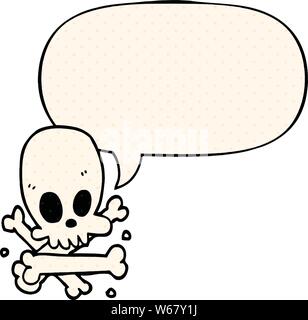 Cartoon Schädel und Knochen mit Sprechblasen im Comic Stil Stock Vektor