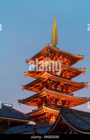 Fünf stöckige Pagode in Sensoji-tempel, Asakusa, Tokyo, Japan Stockfoto