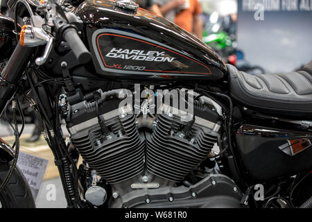 Krakau, Polen - 18. Mai 2019: Harley Davidson Motorrad angezeigt bei Moto Show in Krakau. Polen. Aussteller präsentieren die interessantesten Aspekte der Th Stockfoto