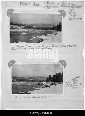 Ricken oder Grand Rapids, Columbia River; Umfang und Inhalt: Zwischen 1907 und 1913 die US-Armee Korps der Ingenieure verpflichtet, Umfrage und Foto des Columbia River. In diesem Pre-dam Ära, das Korps war besonders daran interessiert bei der Dokumentation Gefahren für Navigationen und Teile des Flusses, dass flachwasserbucht waren. Die Bilder aus dieser Sammlung zeigen den Fluss als vor einer Reihe von Talsperren in der 1930-50 des Flusses gezähmt gebaut wird. Stockfoto