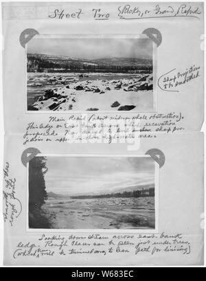 Ricken oder Grand Rapids, Columbia River; Umfang und Inhalt: Zwischen 1907 und 1913 die US-Armee Korps der Ingenieure verpflichtet, Umfrage und Foto des Columbia River. In diesem Pre-dam Ära, das Korps war besonders daran interessiert bei der Dokumentation Gefahren für Navigationen und Teile des Flusses, dass flachwasserbucht waren. Die Bilder aus dieser Sammlung zeigen den Fluss als vor einer Reihe von Talsperren in der 1930-50 des Flusses gezähmt gebaut wird. Stockfoto