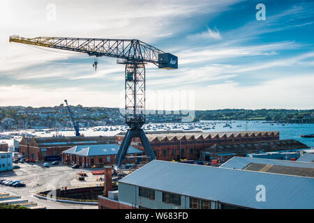 Pendennis Werft und Hafen von Falmouth, Cornwall, England, Großbritannien. Stockfoto