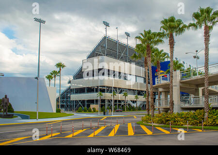 Datytona, Florida. Juli 18, 2019. Teilweise mit Blick auf die Rennstrecke Daytona International Speedway. Stockfoto