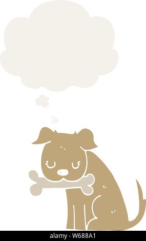 Cartoon Hund mit dachte Blase im Retro Stil Stock Vektor