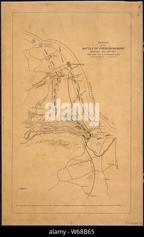 Skizze der Schlacht von Fredericksburg, Samstag, Dezember 13th, 1862, [ein Position der] rechten Flügel, C. S. A., Lt Gl. Jacksons Korps, von Jed. Hotchkiss, T.E., 2. Korps, EIN [rmy]. N [orthern]. Va., [Konföderierten]. Stockfoto