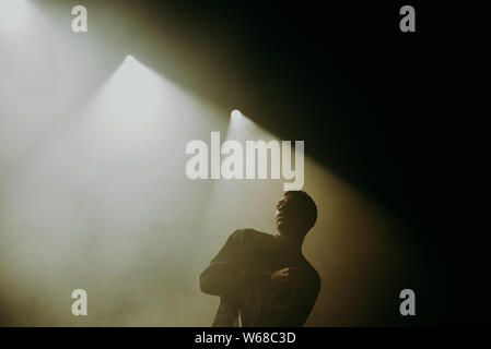 BILBAO, SPANIEN - Jun 13: Vince Heftklammern (Rapper) führt im Konzert an BBK Live Musik Festival 2019 am 13. Juli, 2019 in Bilbao, Spanien. Stockfoto