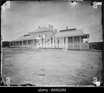 2-stöckiges Gebäude, das Fort Wingate, New Mexico Stockfoto