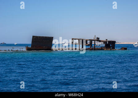 Das Wrack der Lara Wrack auf Jackson Riff in der Strasse von Tiran, Ägypten Stockfoto