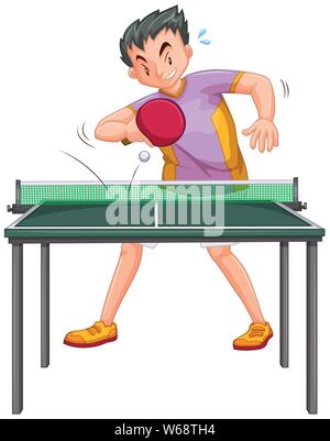 Mann spielt Tischtennis isoliert Abbildung Stock Vektor