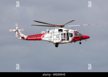 Bristow Hubschrauber AgustaWestland AW189 mit der Registrierung G-MCGV in Betrieb für die britische Küstenwache Stockfoto