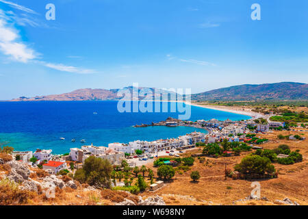 Meer skyview Landschaft Foto von Feraklos Burg auf Haraki Stadt in der Nähe von Agia Agathi Strand auf der Insel Rhodos, Dodekanes, Griechenland. Panorama mit klarem, blauem Stockfoto