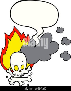 Cartoon spooky brennende Knochen mit Sprechblase Stock Vektor
