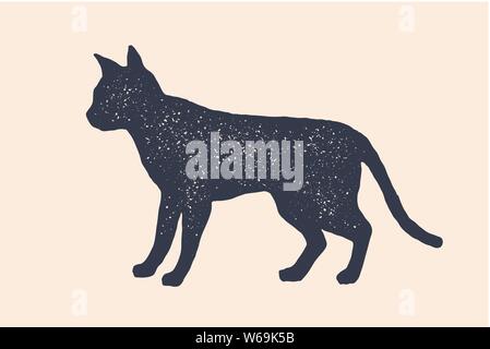 Katze, Silhouette. Konzeption der Startseite Tiere Stock Vektor
