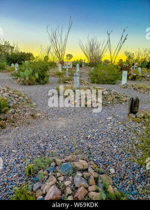 Boothill Friedhof bei Sonnenuntergang. Tombstone, Arizona - November 2, 2018 Stockfoto