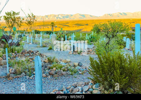 Boothill Friedhof bei Sonnenuntergang. Tombstone, Arizona - November 2, 2018 Stockfoto